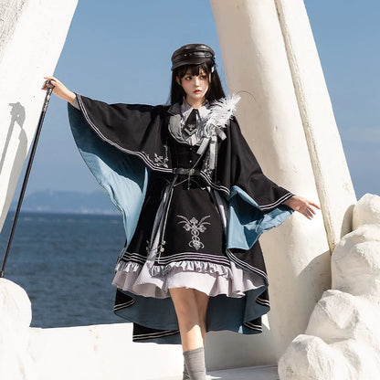 Dark Night Contract Gothic Lolita Dress Set Cloak & Vest