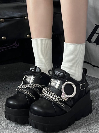シューズ カフ ハンド プラットフォーム メタル ダーク