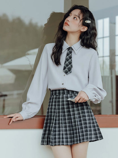 Vest College Skirt Colored Checked Knit Retro Shirt