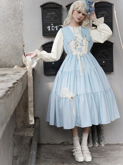 Zweiteiliges Lolita-Kula-Kleid mit Blumenstickerei