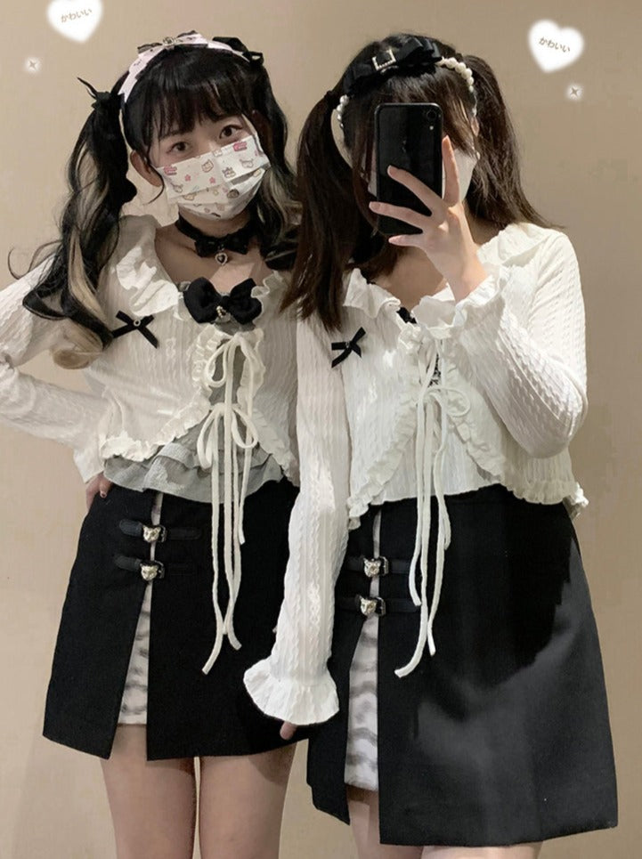 Salty Cream Race Apribon Twist Cardigan