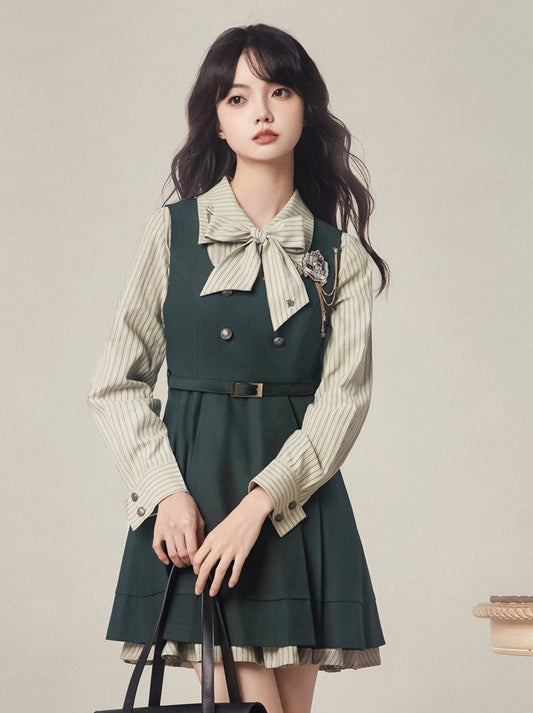 Striped Vest Magic Dress Night Embroidery Suit Shirt Dress Badge