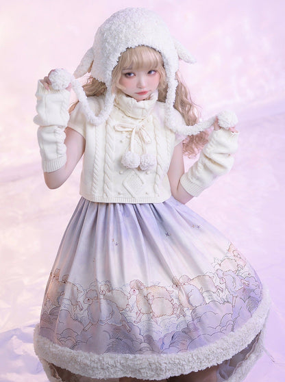 Cable Design High Neck Knit + Knit Leg Warmer + Fancy Lolly Ta Dress