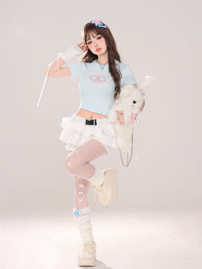 T-Shirt American Neck Love Kurze Runde Katze