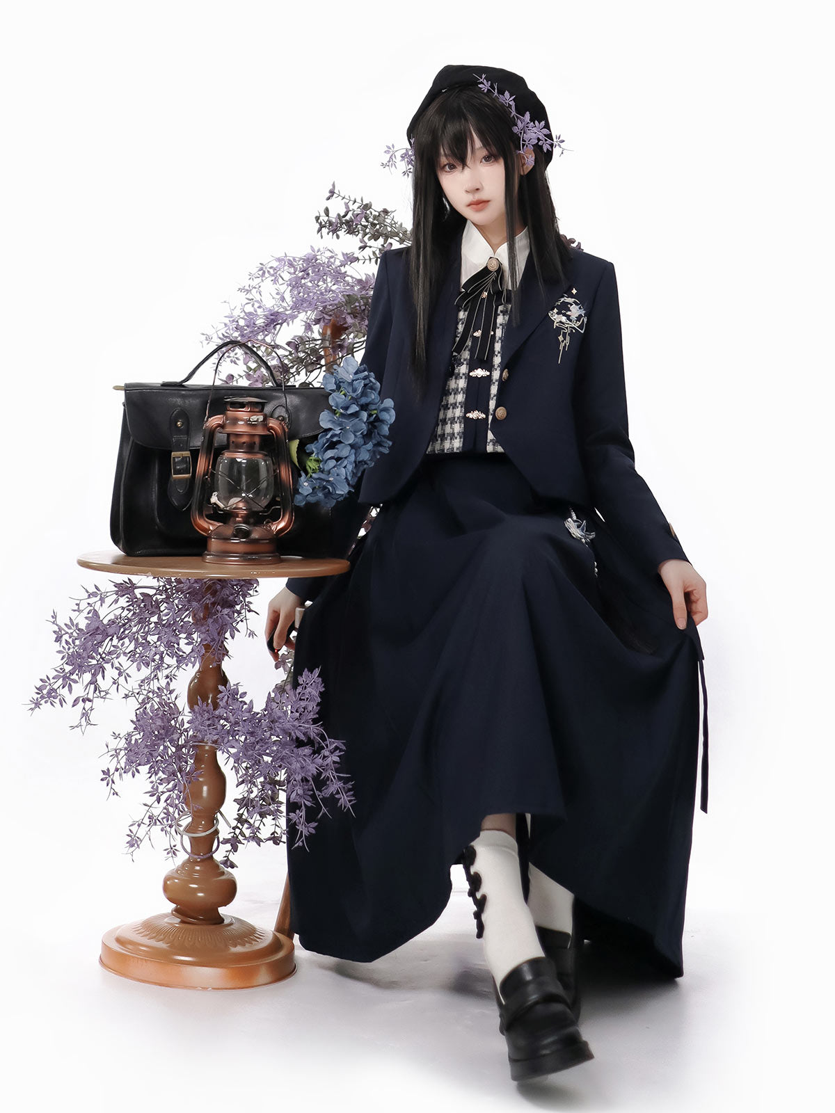 Faltenrock Schnalle Bluse College China Weste Jacke Check