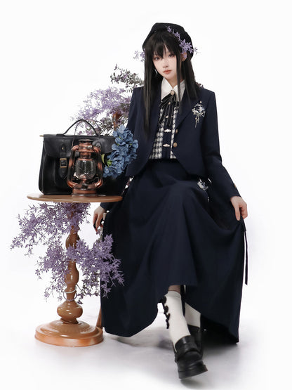 Faltenrock Schnalle Bluse College China Weste Jacke Check