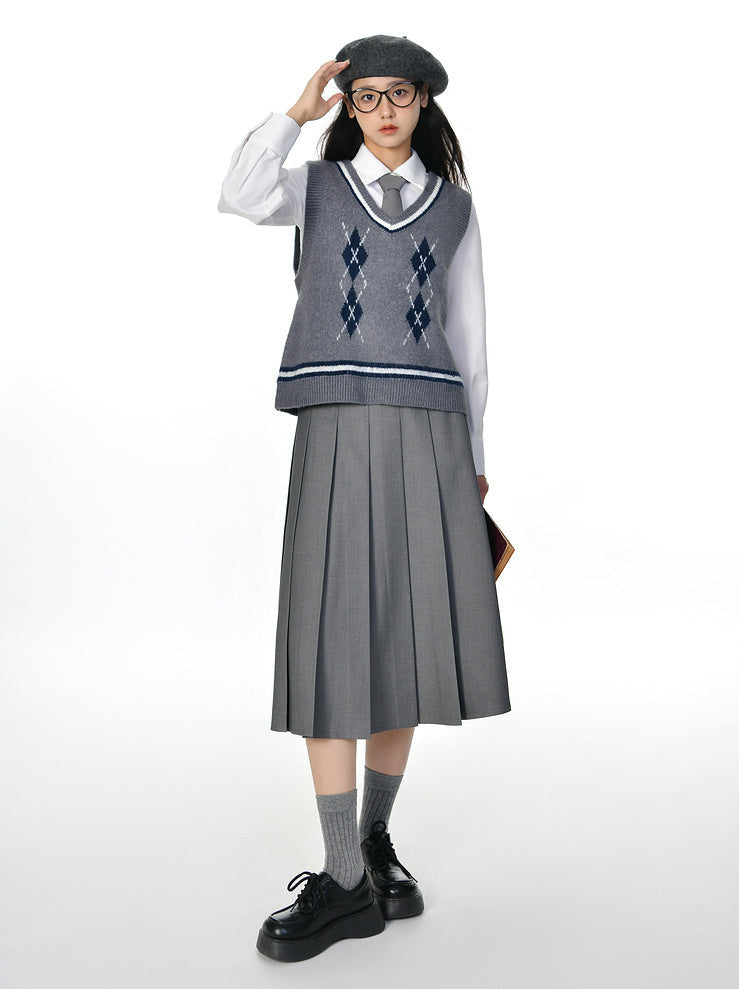 Ribbon Skirt Preppy Style Pleated Retro