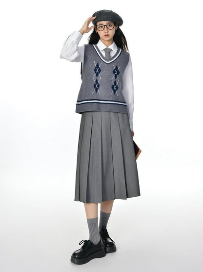 Ribbon Skirt Preppy Style Pleated Retro