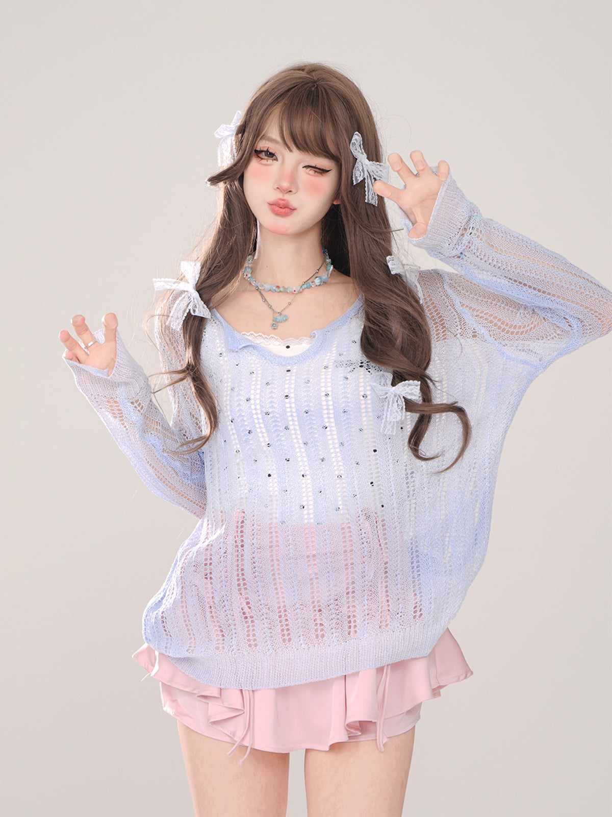 サンセットスカート ピンク スワン ホワイト