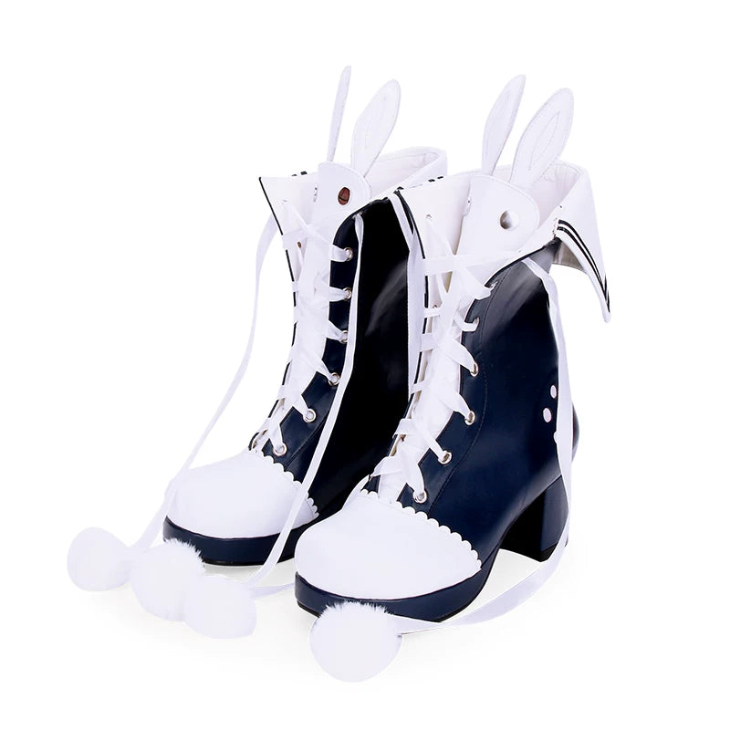 33-47 Lolita Lace Lapel Embroidered Rabbit Ears Thick Heel Lolita Boots