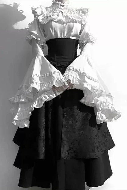 ダーク + ブラウスフリルゴージャスロリータゴシックスカート