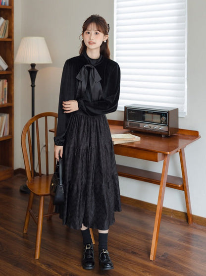 Dress Style Chic Velvet French Retro