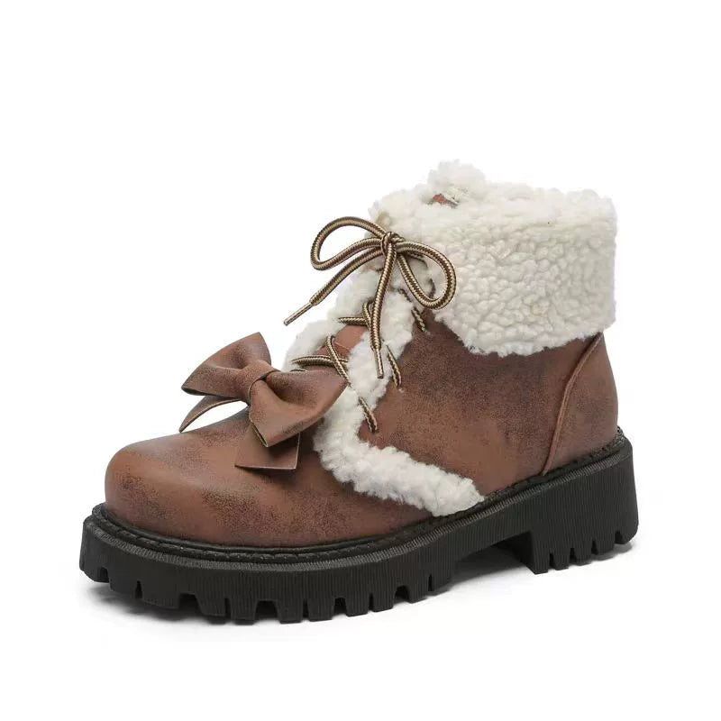 34-43 Lolita Brown British Martin Plush Boots