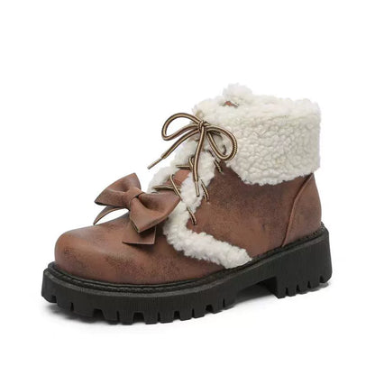 34-43 Lolita Brown British Martin Plush Boots