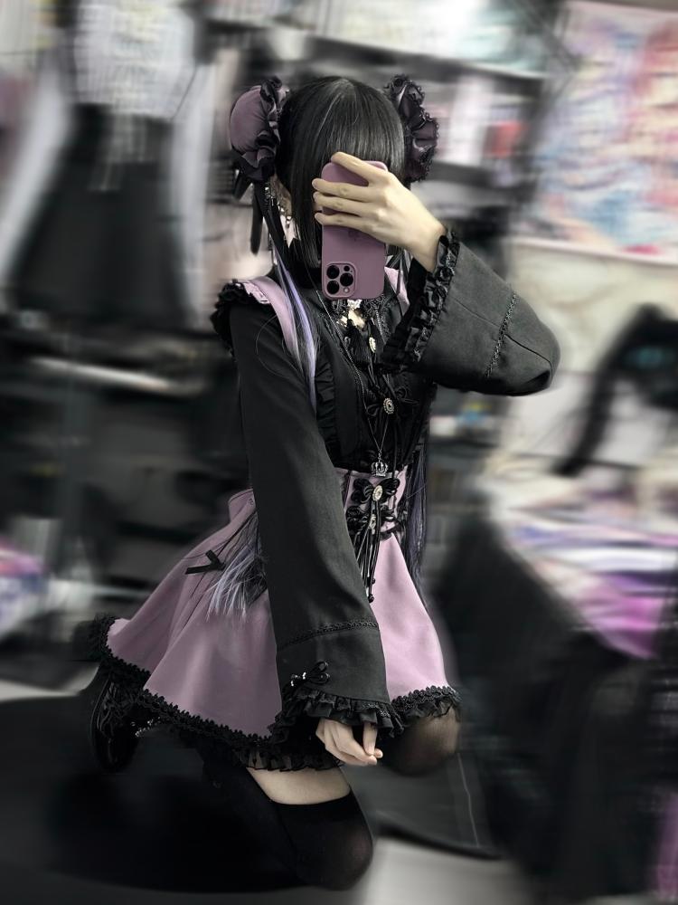 Rock Hosenträger Hohe Taille Schnürung Rüschen