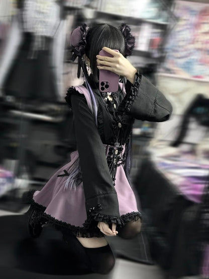 Rock Hosenträger Hohe Taille Schnürung Rüschen