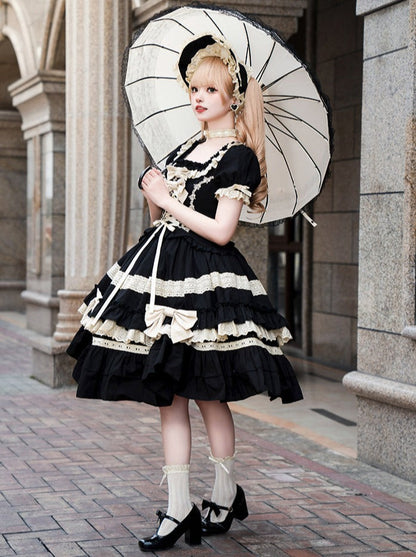 Sleeves Lace-Up Gothic Lace-Up + Skirt Gothic + Hat Dress