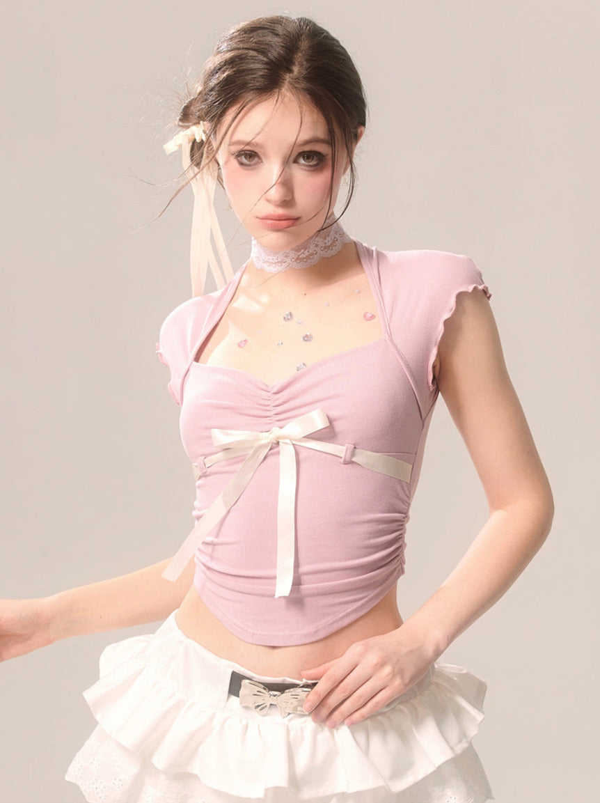 Top Strap Ruffle Romantic Ribbon