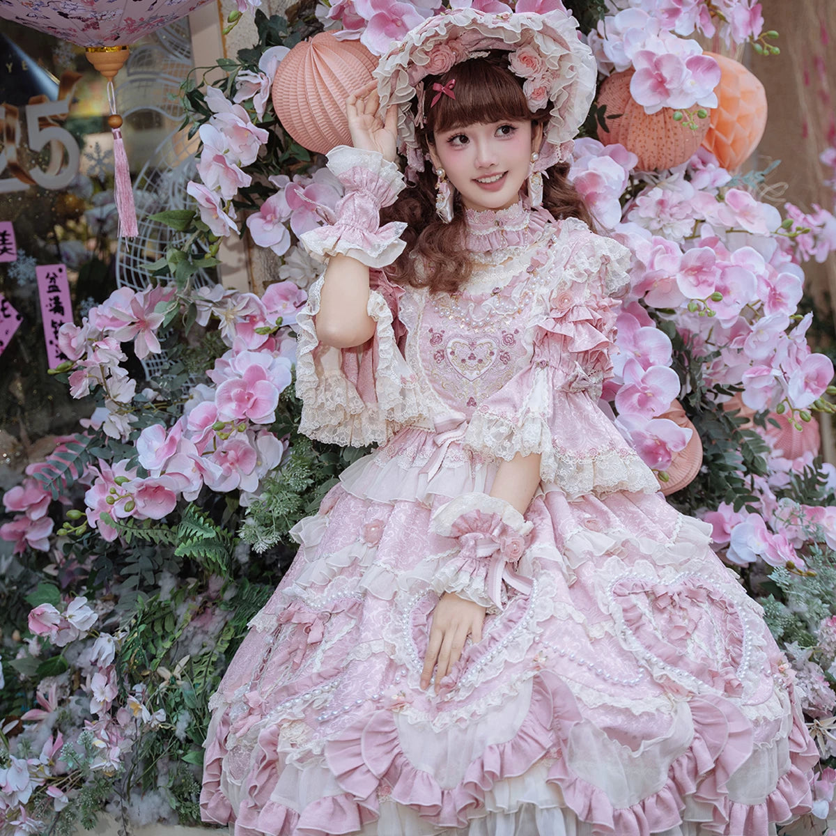Antique Cake Lolita OP dress, styled Romantic Whispers view by BR Thorn Rose
