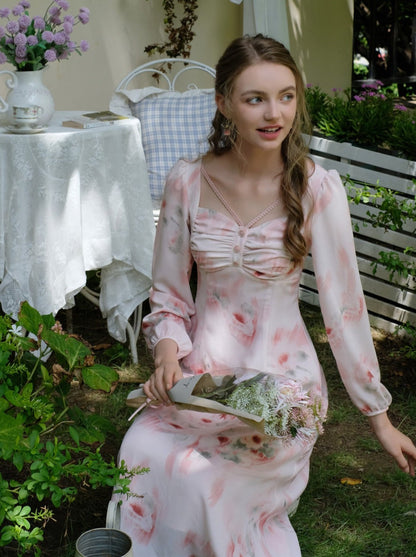 ドレス 花柄 レトロ エレガント