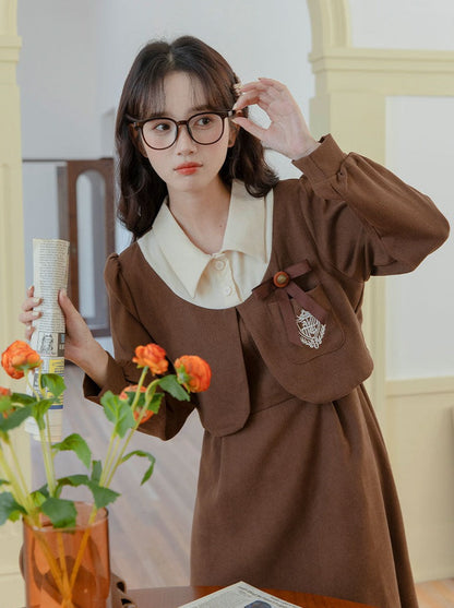 Two-piece College Retro Faux Dress