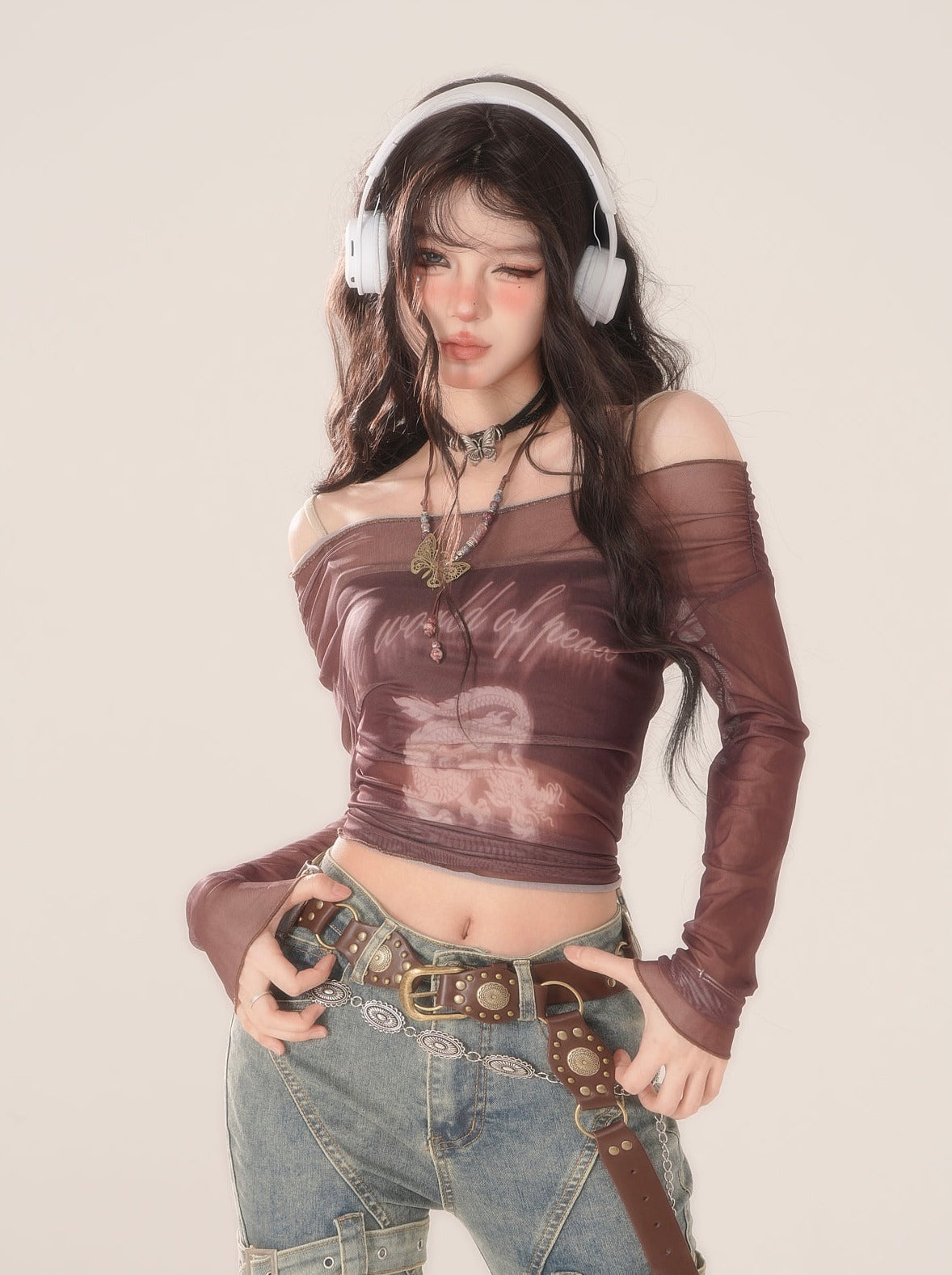 Mode Tops Y2K Off-shoulder