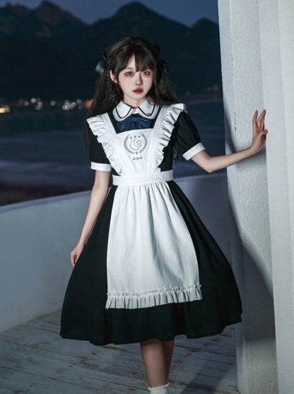 Kleid College Lolita mit Rüschen + französische Schürze