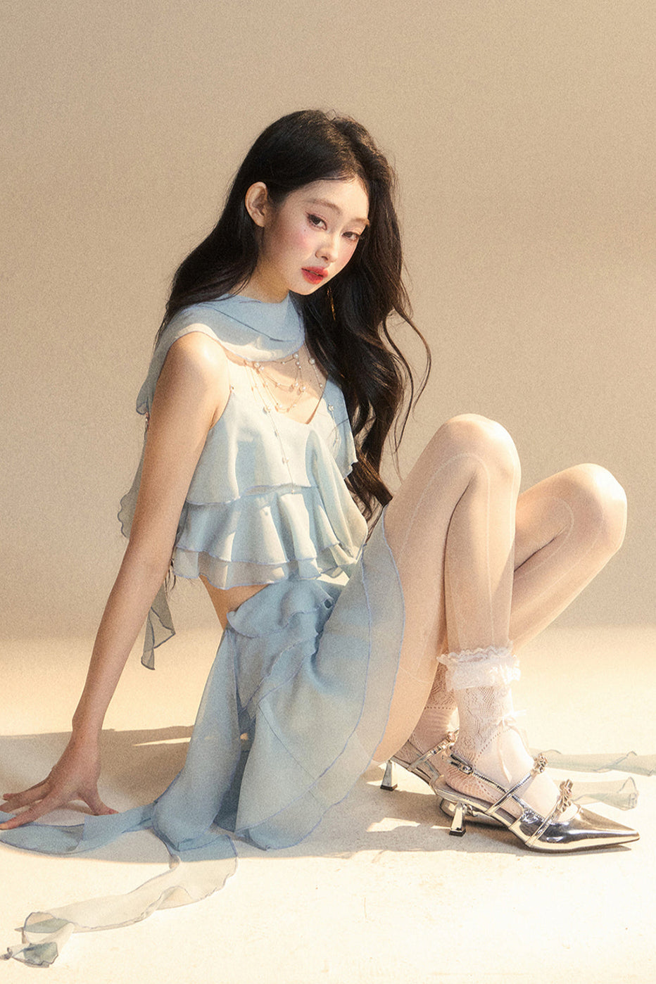 スカート+ショートキャミソール アニメ シフォン