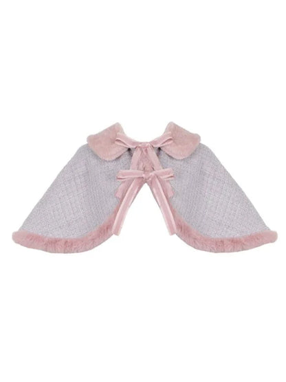 Tweed-Pelzkleid Pelz + süßer Umhang