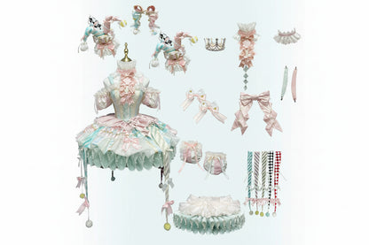K.Q.F Circus Series Lolita Full Set – Top Hat KC Hair Clip Candy & Black-Red