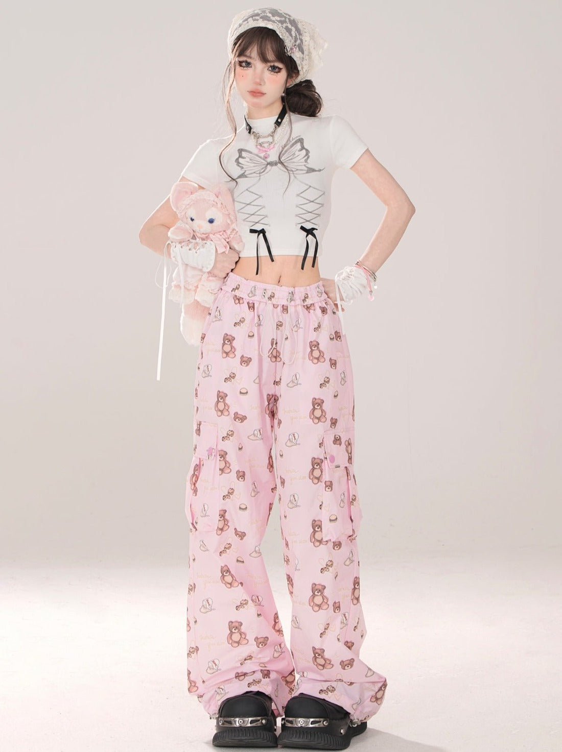 Cargo Baby Sweet Bear Loose Pants