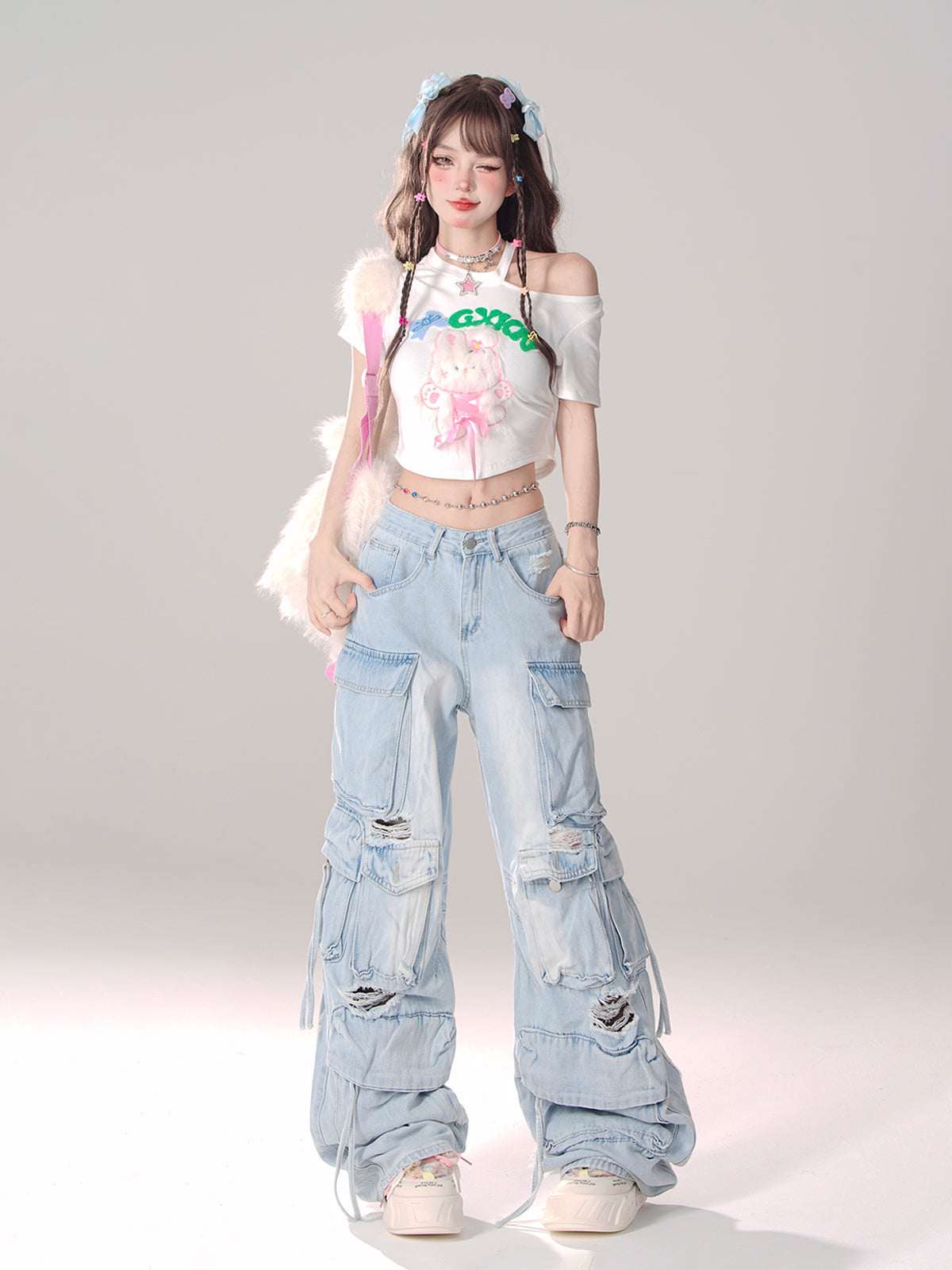 サマーバニー スウィート オフショルダー Tシャツ