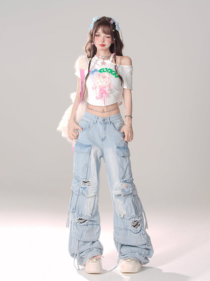 サマーバニー スウィート オフショルダー Tシャツ