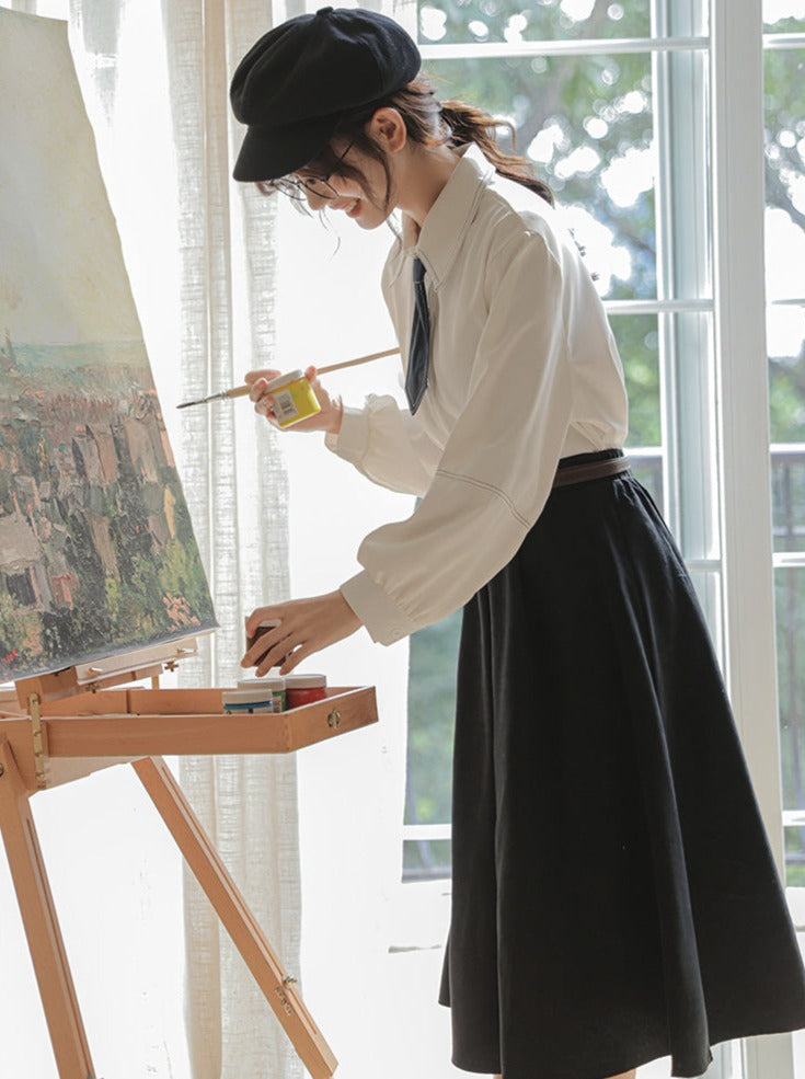 Hemd + Rock Ausgestellte Wolle Preppy