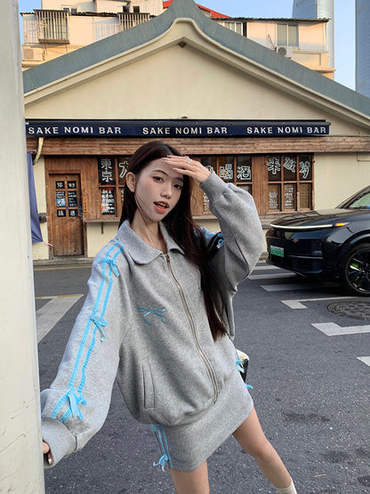 リボンアームスカートカジュアル+ジャケットタイト