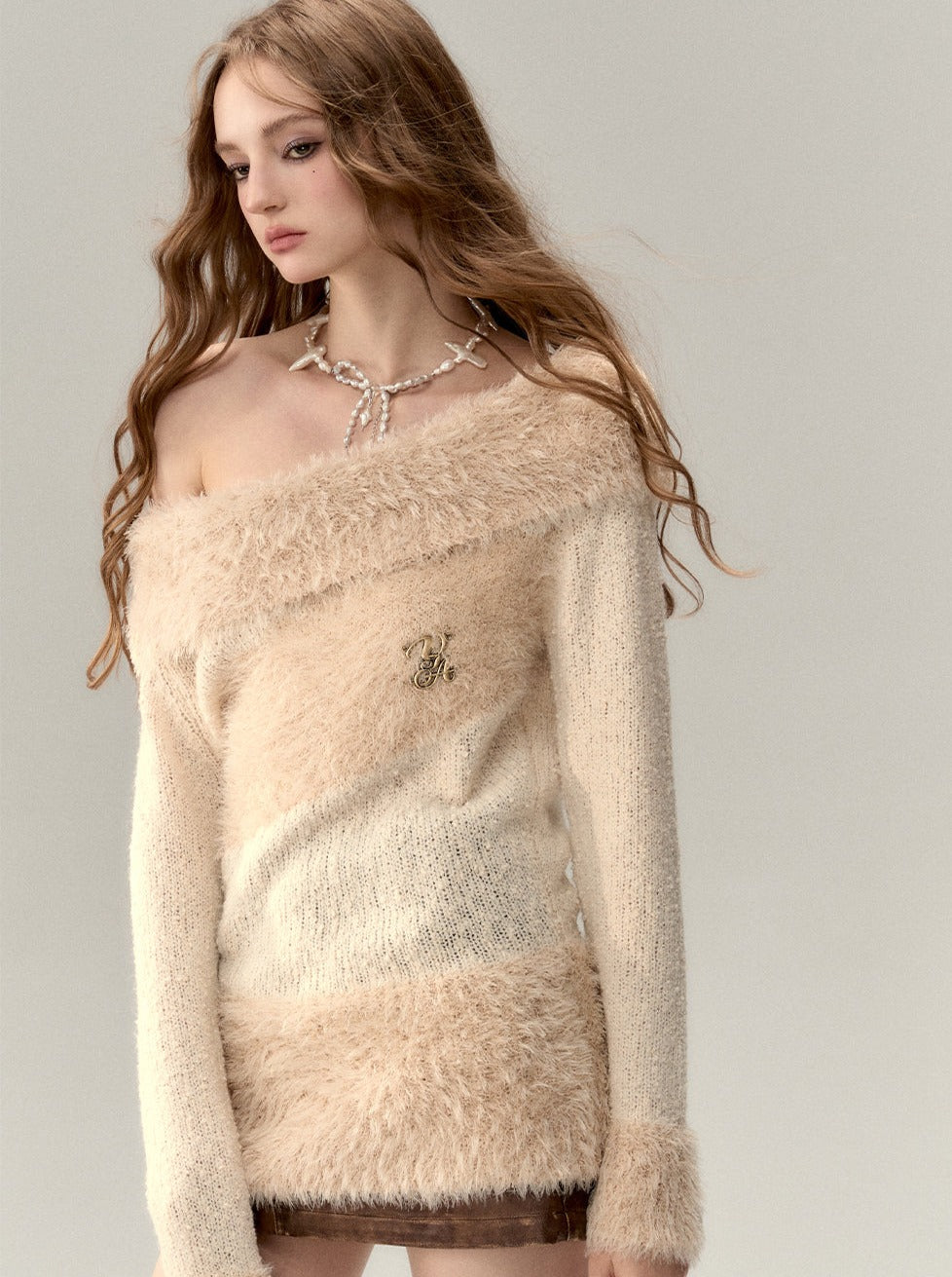 Off-Shoulder One Point Nitt Tops