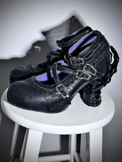 Gothic Dark Lolita Butterfly Bone Sculptural Heel High Heels – Sphenoid