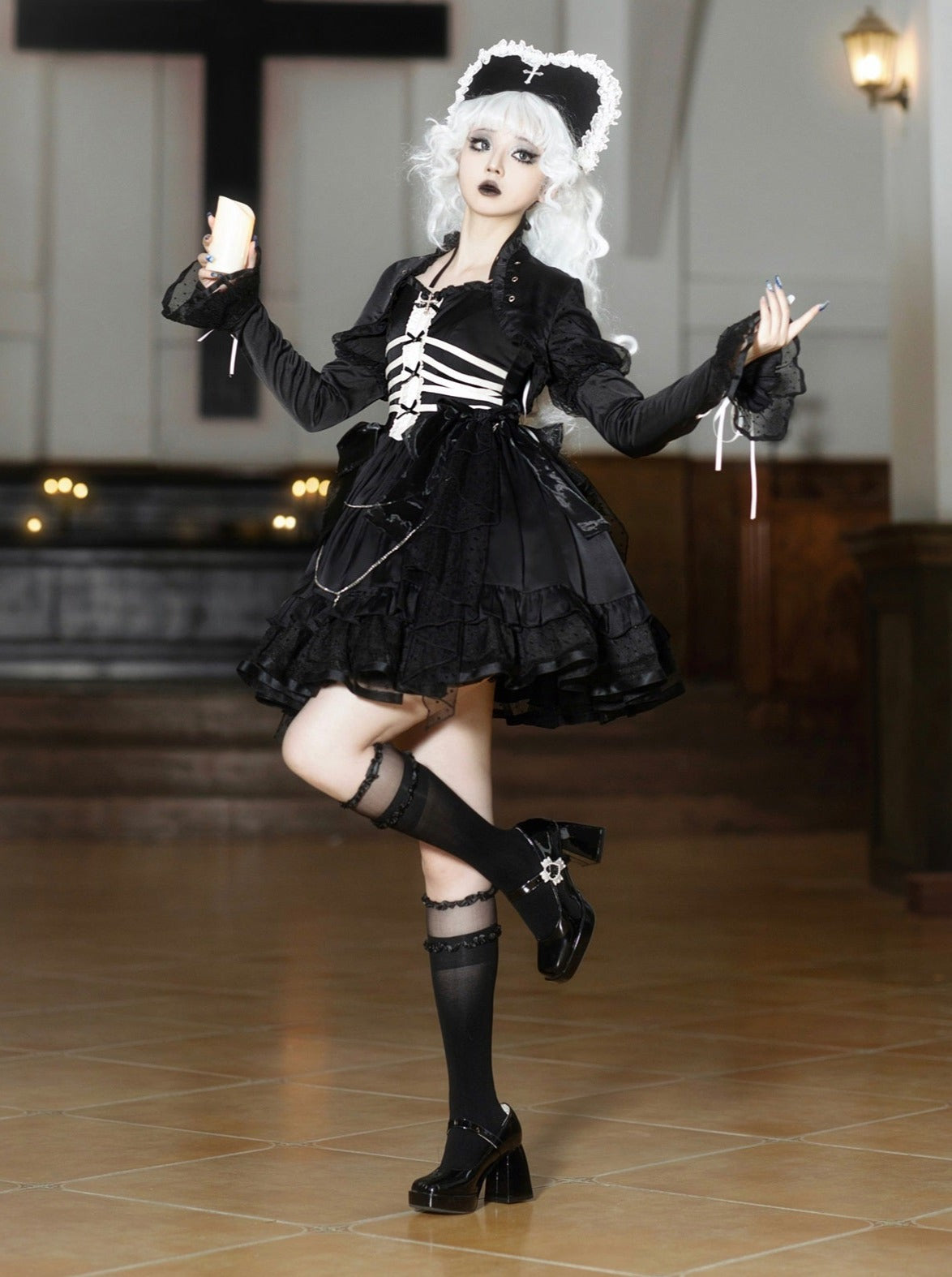 dress lace-up + Dark gothic volume top