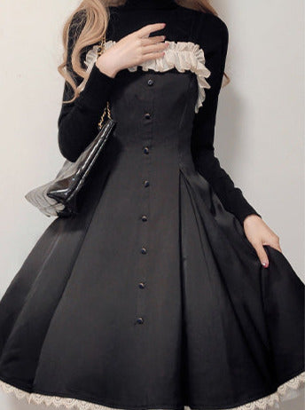 Song Love Elegantes Kleid Kurz/Lang Lolita Reservations Schwarz Piano Satin Sass