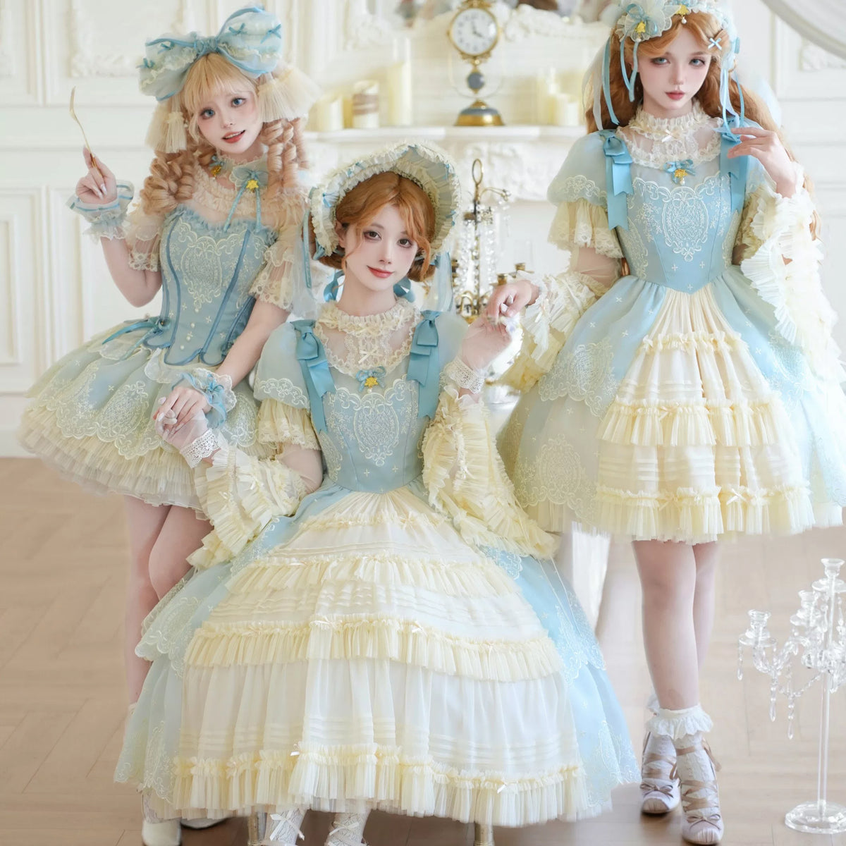 Blue-Green Butterfly Orchid Note Lolita dress and corset set collection by Unideer