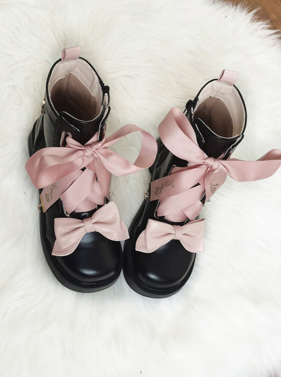 Crown Ribon Short Lolita Rose Boots Night