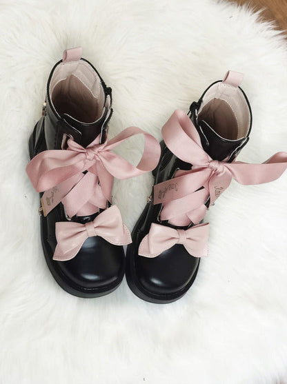 Crown Ribon Short Lolita Rose Boots Night