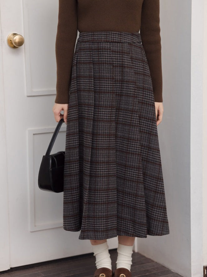 グレースカート チェックプリーツ ロング レトロ