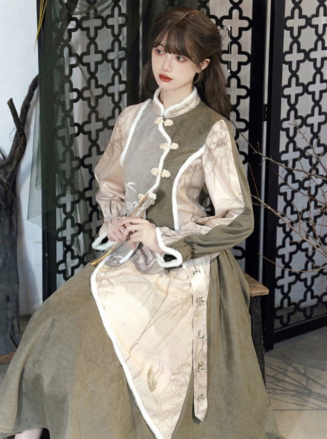 Ausgestelltes Top + Rock mit Print China