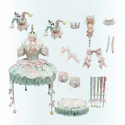 K.Q.F Circus Series Lolita Full Set – Top Hat KC Hair Clip Candy & Black-Red