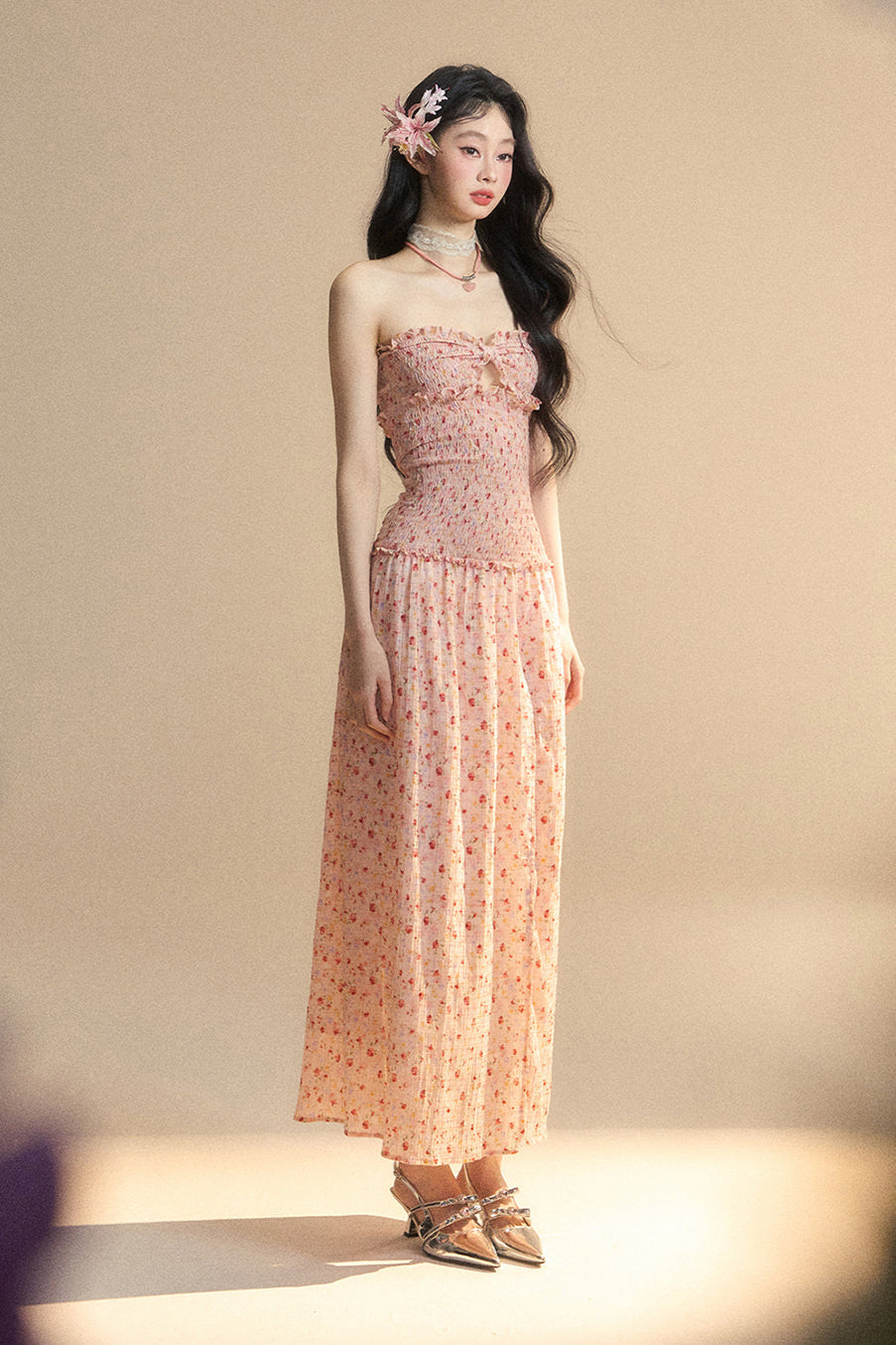 Mädchen Langes Süßes Kleid Tube Top