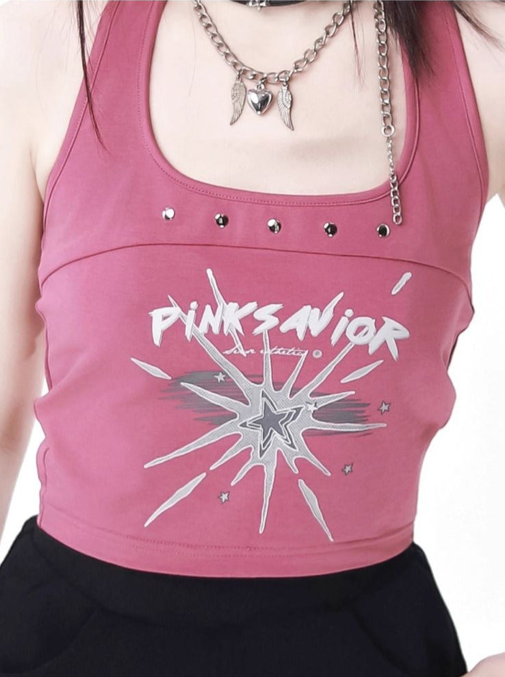 Fur Ball Zip Slit V-Neck Hoodie + Halter Neck Cami Top