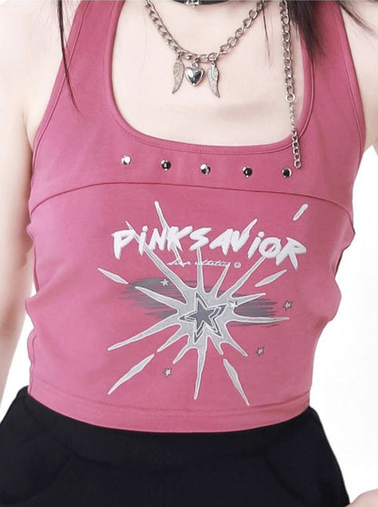 Fur Ball Zip Slit V-Neck Hoodie + Halter Neck Cami Top