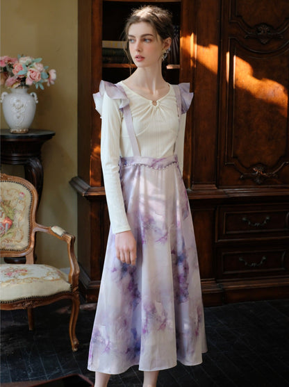 Farbdruck Öl Französisch Rüschen Rock Strap