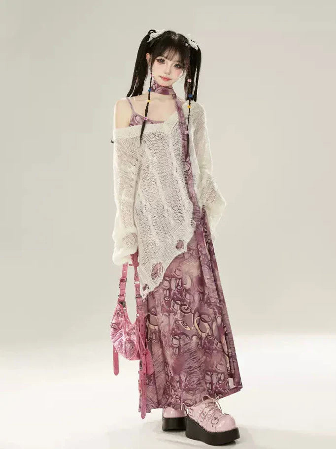 ソルティドレス スマッジ ショート/ロング サスペンダープリント